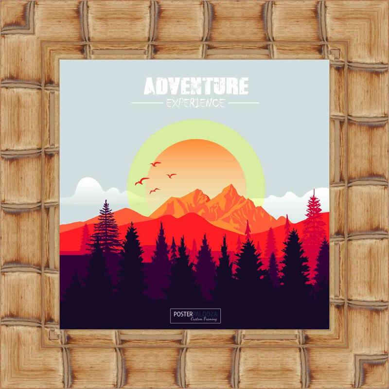 12x12 Natural Wide Bamboo Picture Frame - UV Acrylic, Foam Board Backing, Hanging Hardware