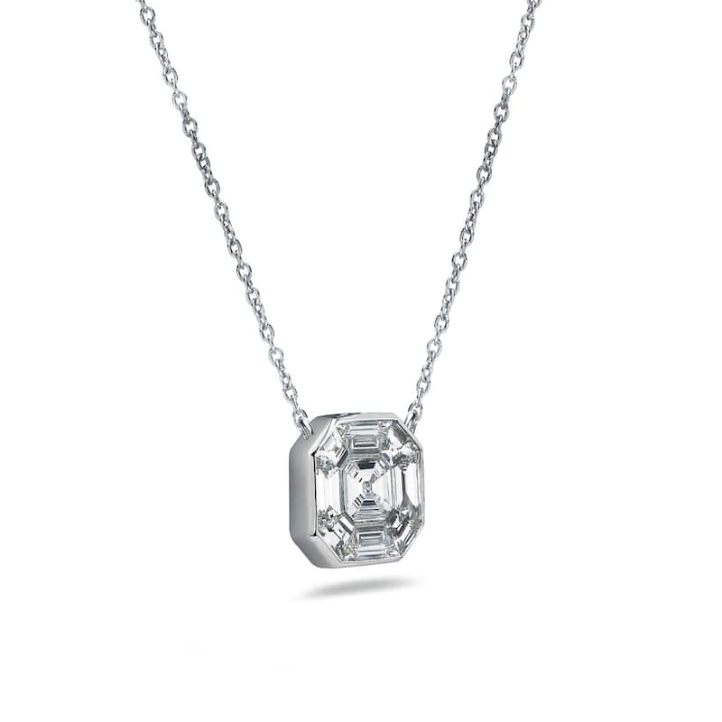 Auriya 14k Gold 5/8ctw Asscher-cut Diamond Station Necklace (G-H, VS1-VS2)