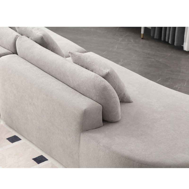 [NEW ARRIVED] [VIDEO PROVIDED] Modern curved combination sofa, terrycloth fabric sofa, minimalist sofa in living room, apartment - N/A