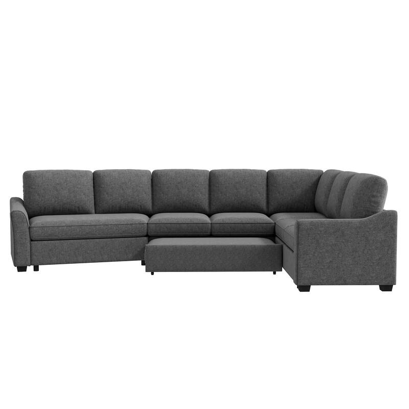 Sectional Sleeper Sofa with Pull-Out Bed Modern L-Shape Couch Bed with USB Charging Port