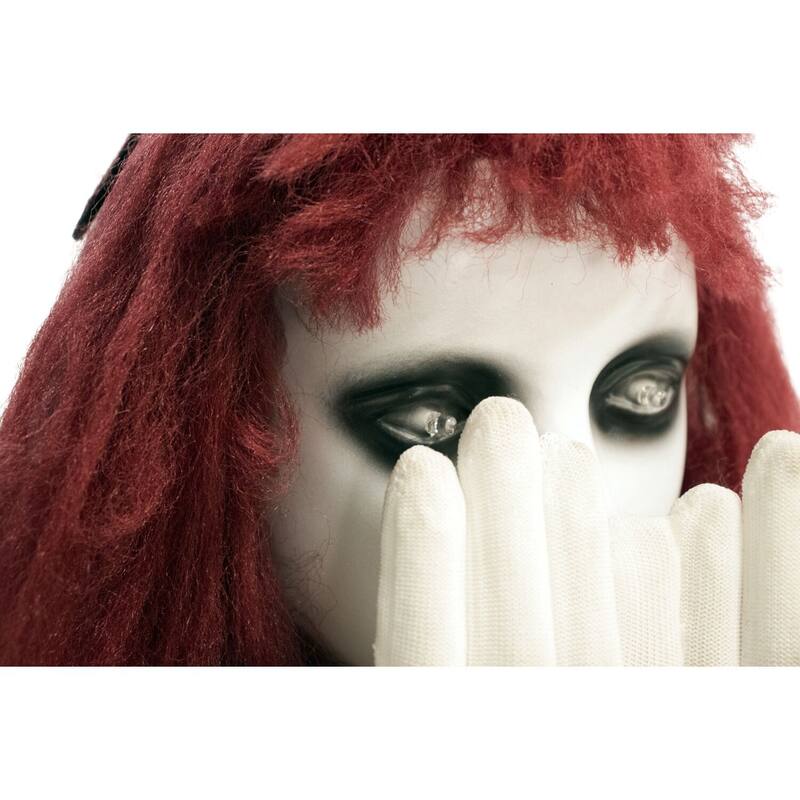 Haunted Hill Farm 27 In. Pop-Up Animatronic Haunted Doll, Indoor/Outdoor Halloween Decoration, Red Flashing Eyes, Noises