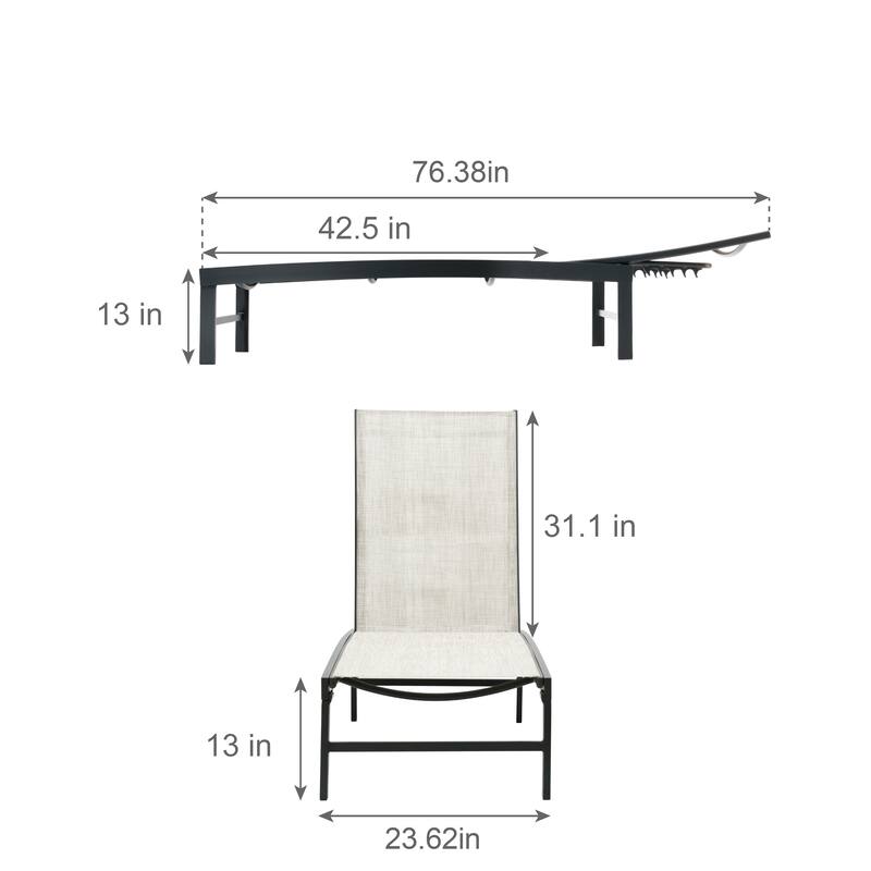 VredHom Outdoor Furniture Patio Chaise Lounge with Side Table - 76.38 " L x 23.62 " W x 13" H