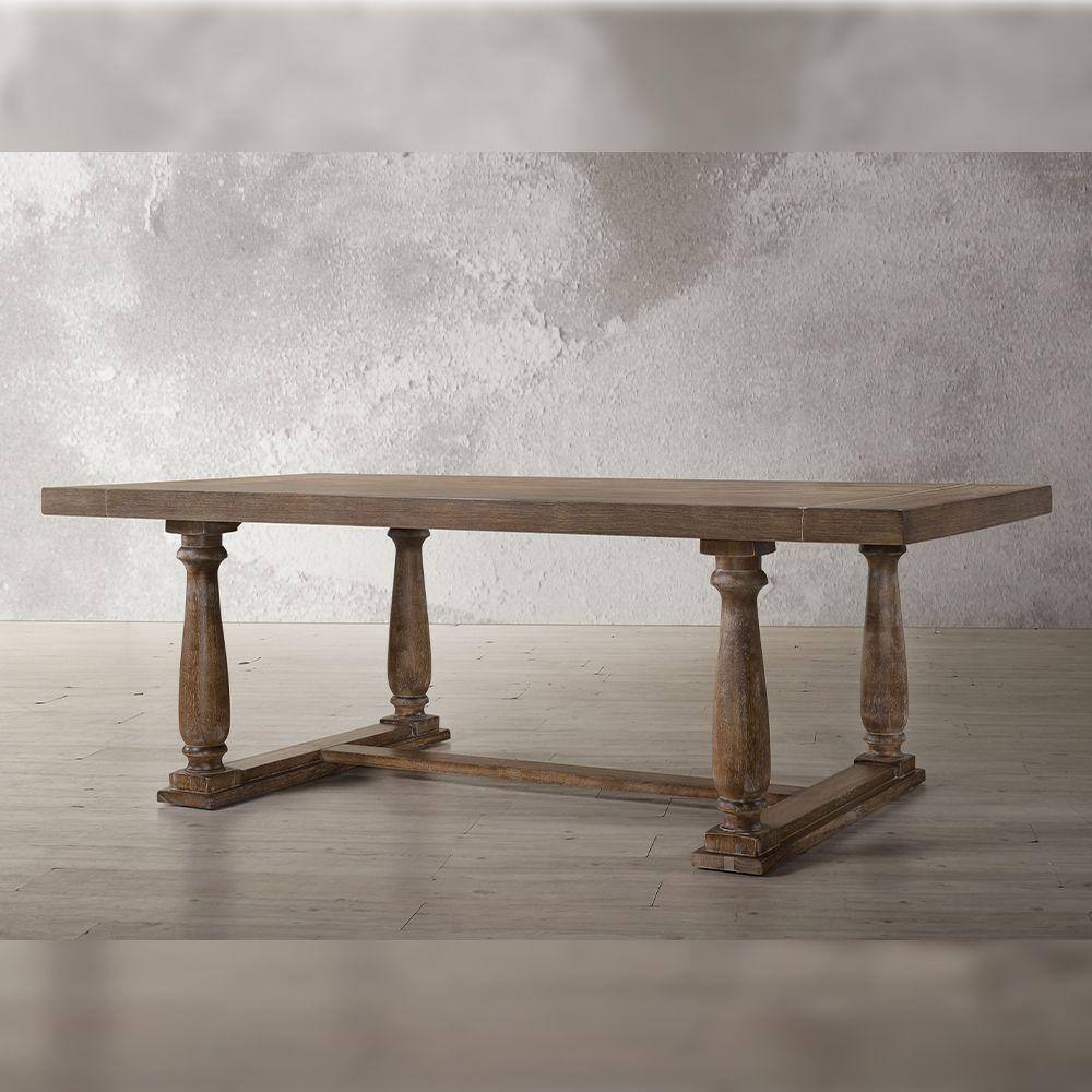 ACME Bernard Dining Table in Weathered Oak - Antique White