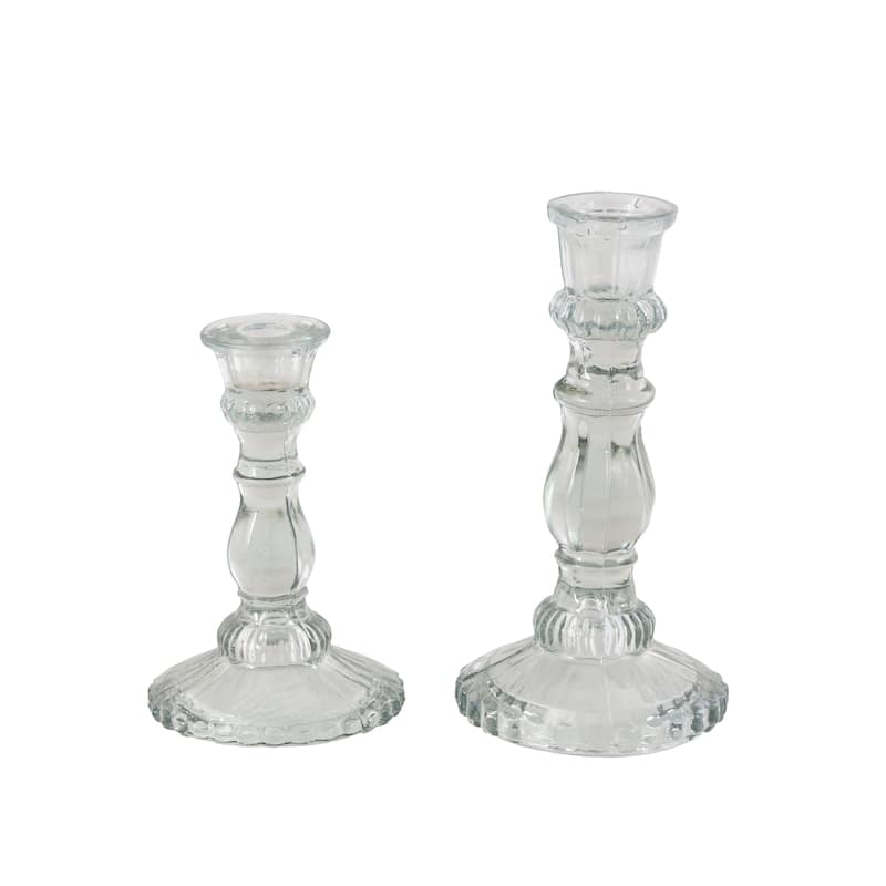 Glass Decorative Candle Holder - Set of 3 Clear - Roche River Decor