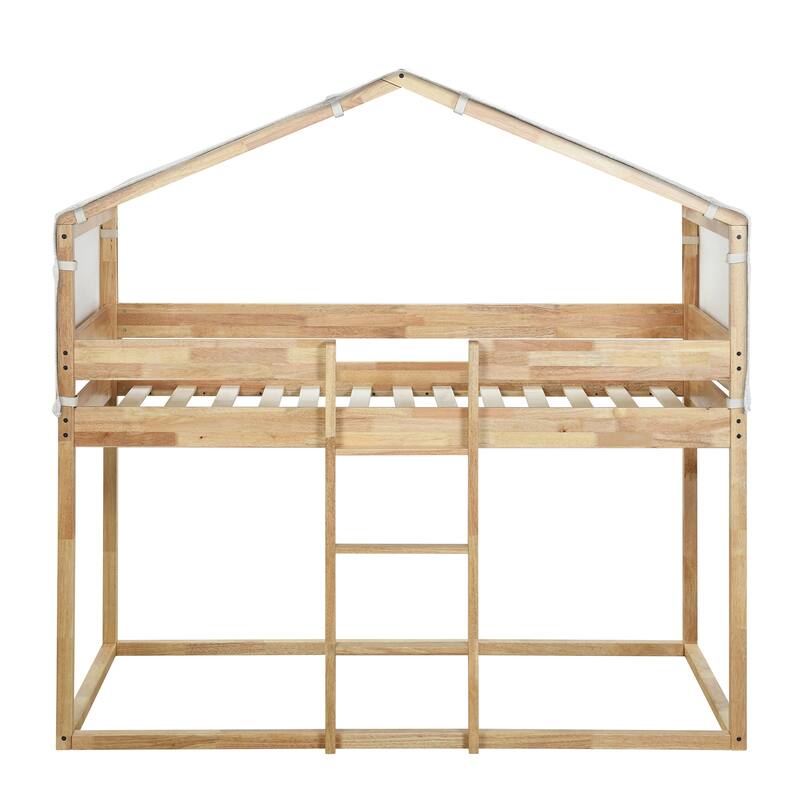 House Bed Twin Over Twin Bunk Bed Wood Platform Bed Frame