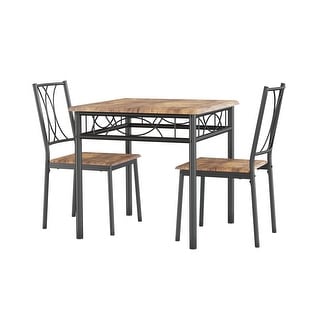 Dining Table Set, 3 Pcs Space Saving Kitchen Table with 2 Chairs - 29.1x29.1x30in