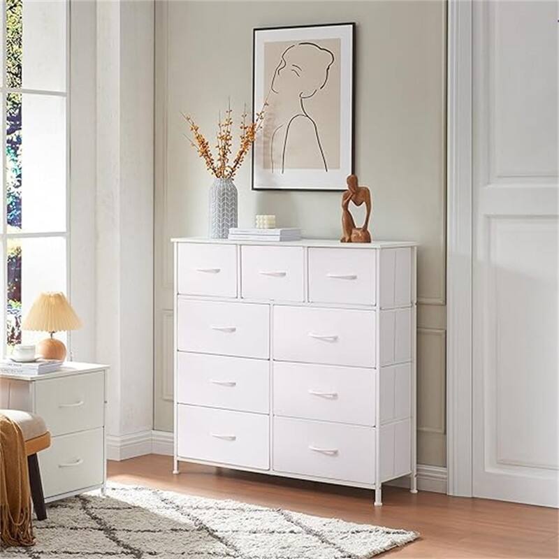 Fabric Storage Tower - White Leather