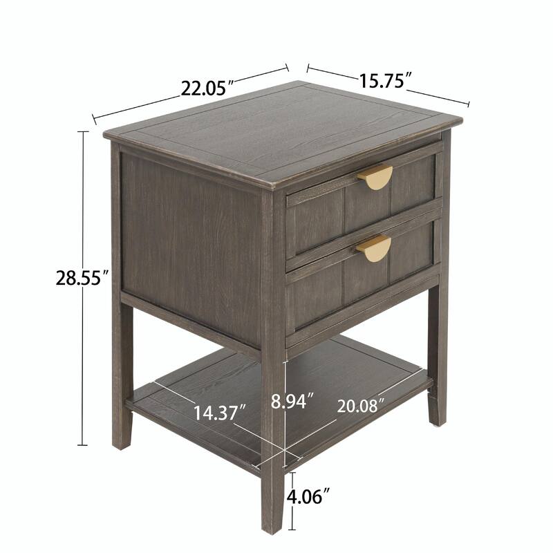 2-Drawer American Style Bedroom Side Table