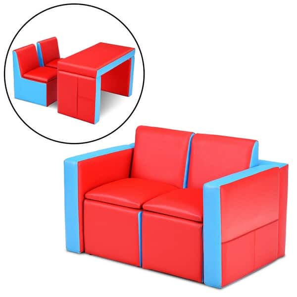 slide 2 of 11, Gymax Multi-functional Kids Sofa Table Chair Set Couch Storage Box Multi