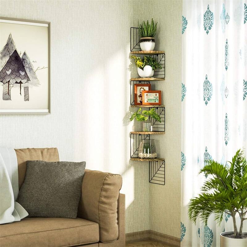Corner Shelf Wall Mount of 5 Tier - 7.87"D x 7.87"W x 51.18"H