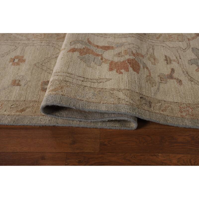 Vegetable Dye Oushak Turkish Rug Hand-Knotted Oriental Wool Carpet - 9'2"x 11'8"