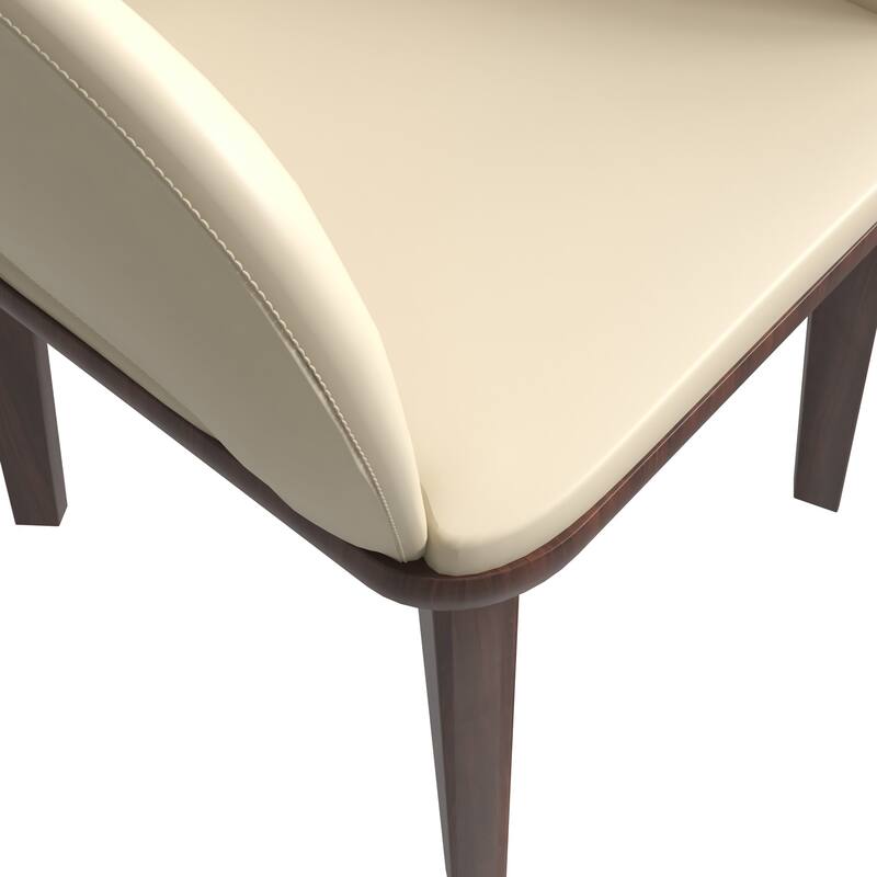 LeisureMod Set of 2 Vivara Leather Dining Chair with Padded Seat - Mid-Century Arm Chair for Home Office Bar & Kitchen