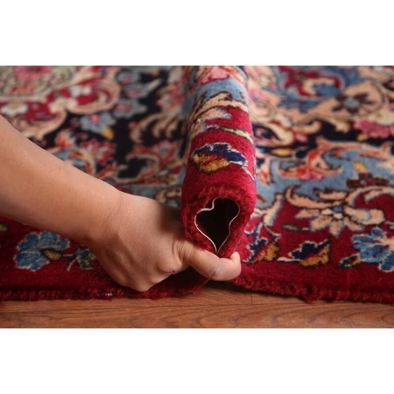 Hand Knotted Oriental 100% Wool Carpet Traditional Floral Red Kerman Area Rug - 16' 0'' X 9' 10''