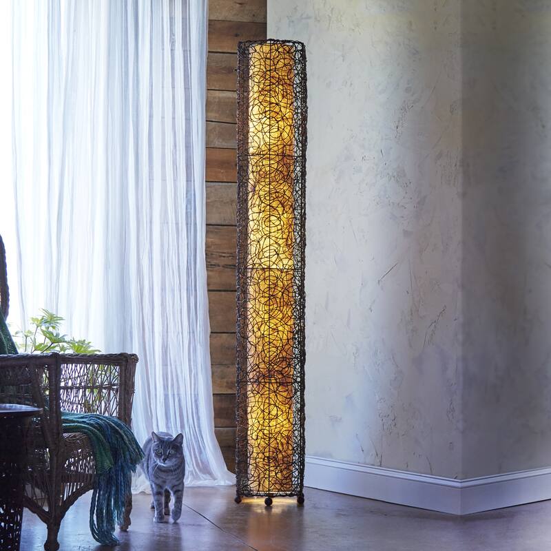 Eangee Handmade Nito Giant Floor Lamp, Handmade Paper Shade, 11 x 11 x 72 in.