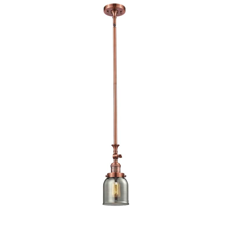 Innovations Lighting Small Bell 5" Wide Adjustable Mini Pendant - Antique Copper / Smoked