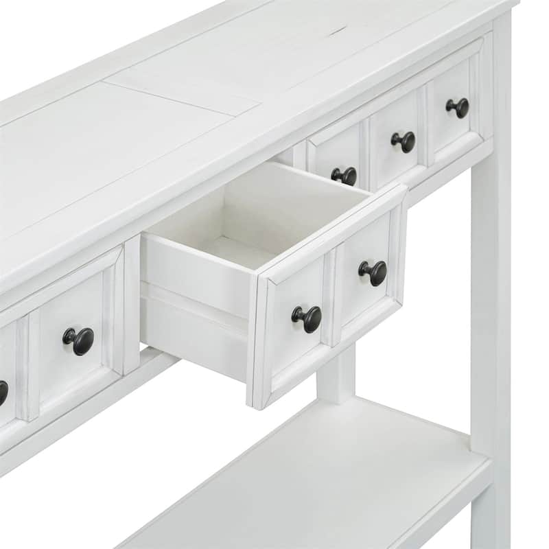 Merax 60" Long Console Table with Different Size Drawers and Bottom Shelf