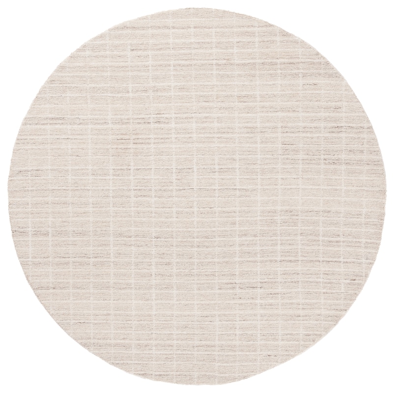 SAFAVIEH Handmade Ebony Peigi Contemporary Wool Rug - 6' Round - Ivory/Beige - Round