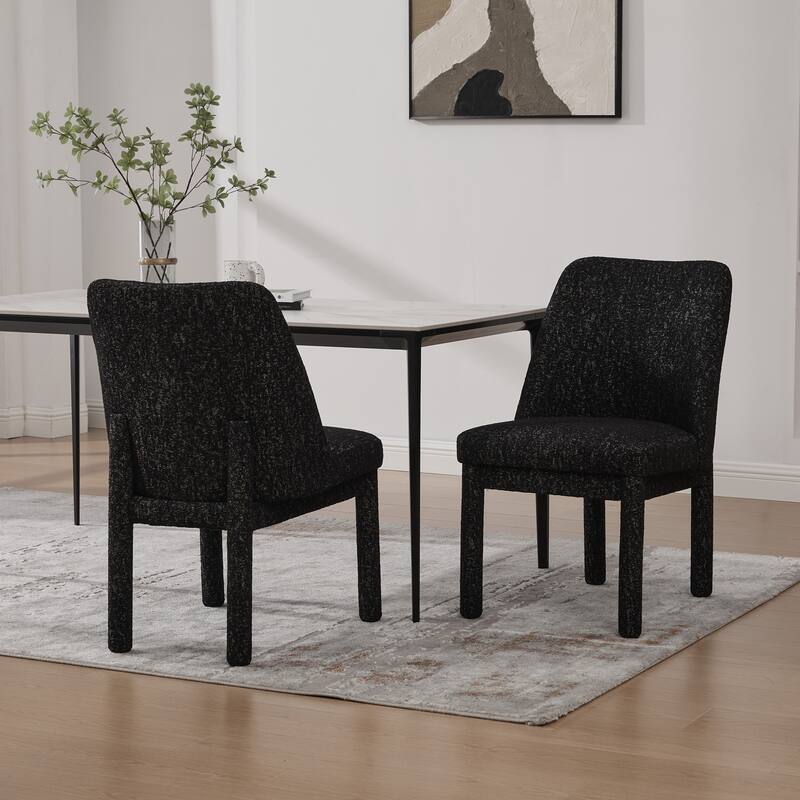 Black Grey Side Chair Dining Chair Accent Chair Simple Kitchen Chair Set of 2 Dressing Chair with Curved Backrest