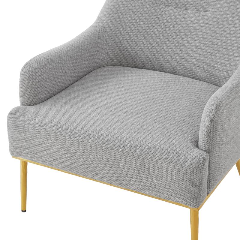Christopher Knight Home - Modern Upholstered Armchair with Gold Metal Legs and Curved Backrest