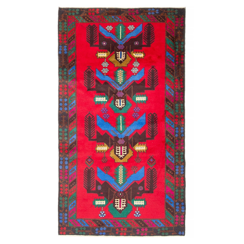 ECARPETGALLERY Hand-knotted Teimani Red Wool Rug - 3'5 x 6'6