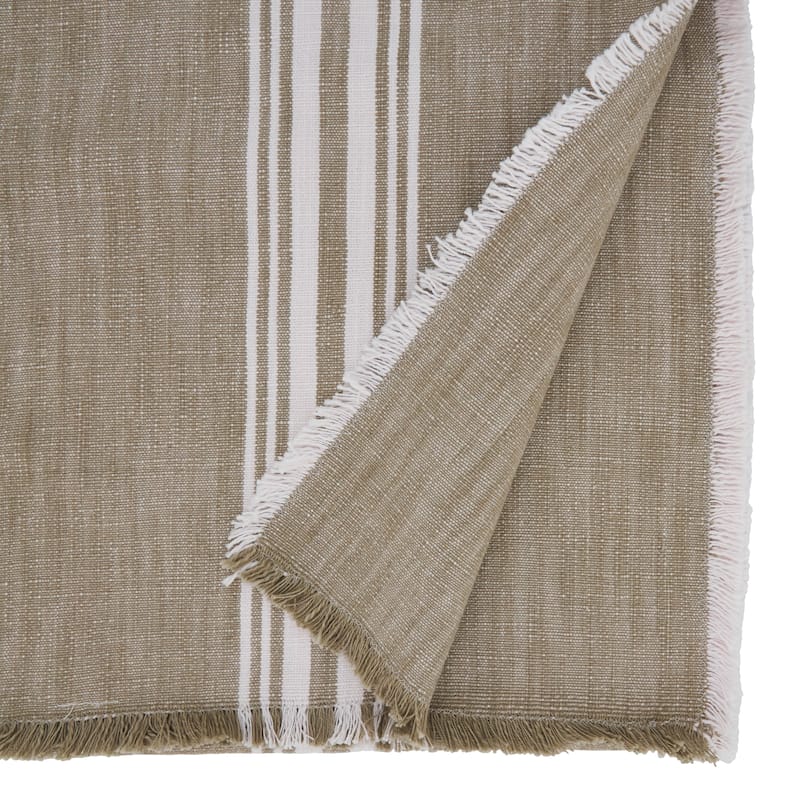 Striped Table Runner With Fringe Design - 13"x72"