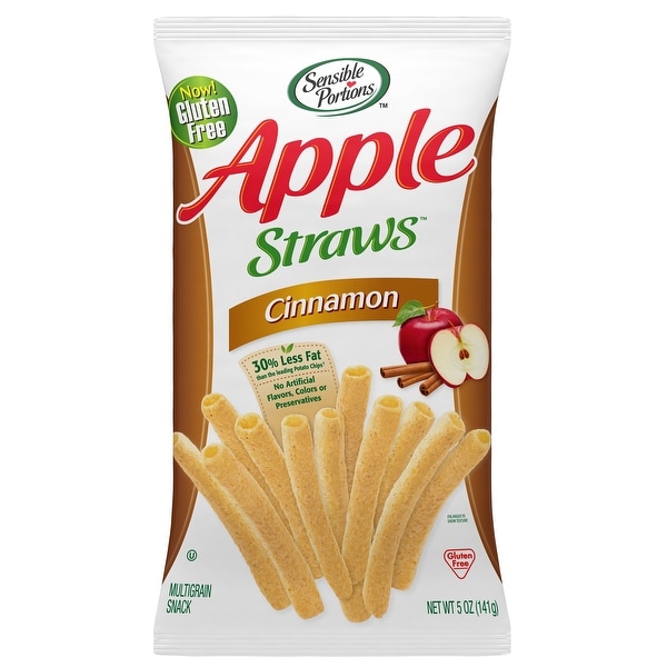 Sensible Portions Apple Straws - Cinnamon - Case of 12 - 5 oz.