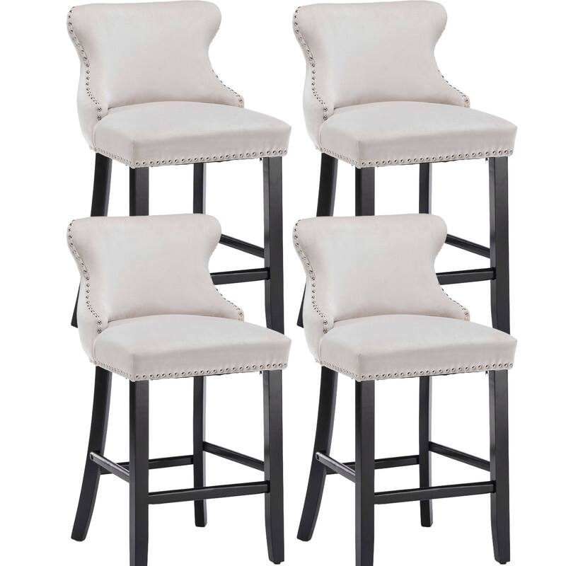 Upholstered Wing Back Bar Stools (Set of 4)