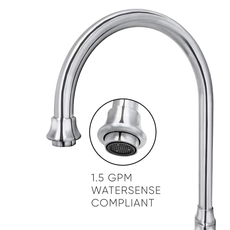 Vintage III Plus Bridge Faucet with Gooseneck Swivel Spout, Cross Handles and Solid Metal Side Spray