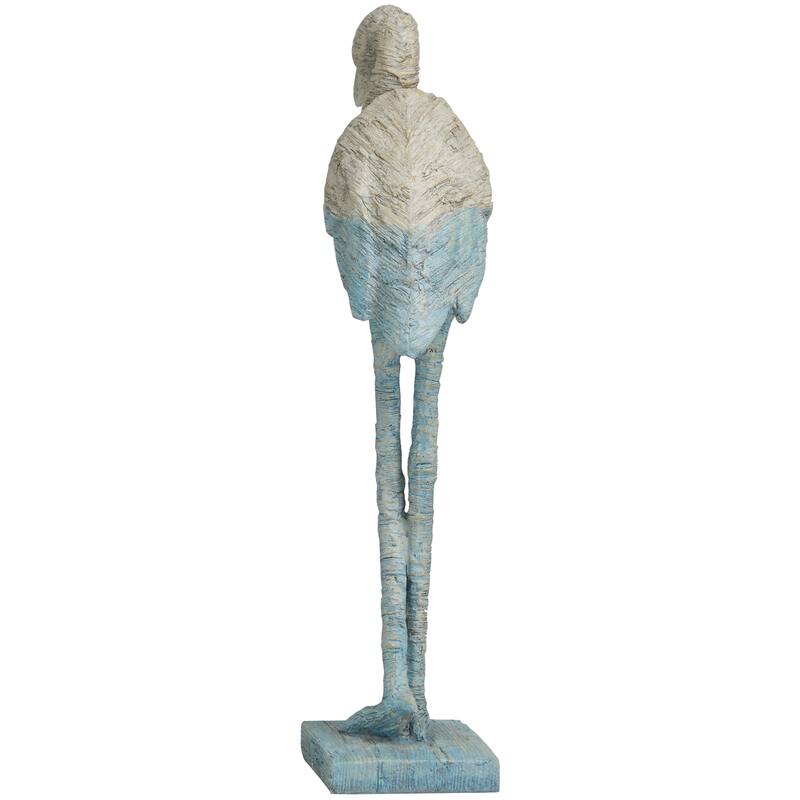 Light Blue Polystone Textured Ombre Flamingo Decorative Sculpture