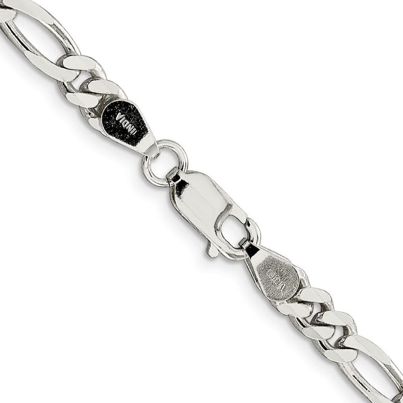 Curata 925 Sterling Silver 5.25mm Figaro Chain Necklace for Men