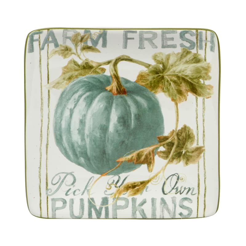 Certified International Autumn Harvest Square Canape/Luncheon Plates, Set of 4 - 6" x 6" x 0.75"