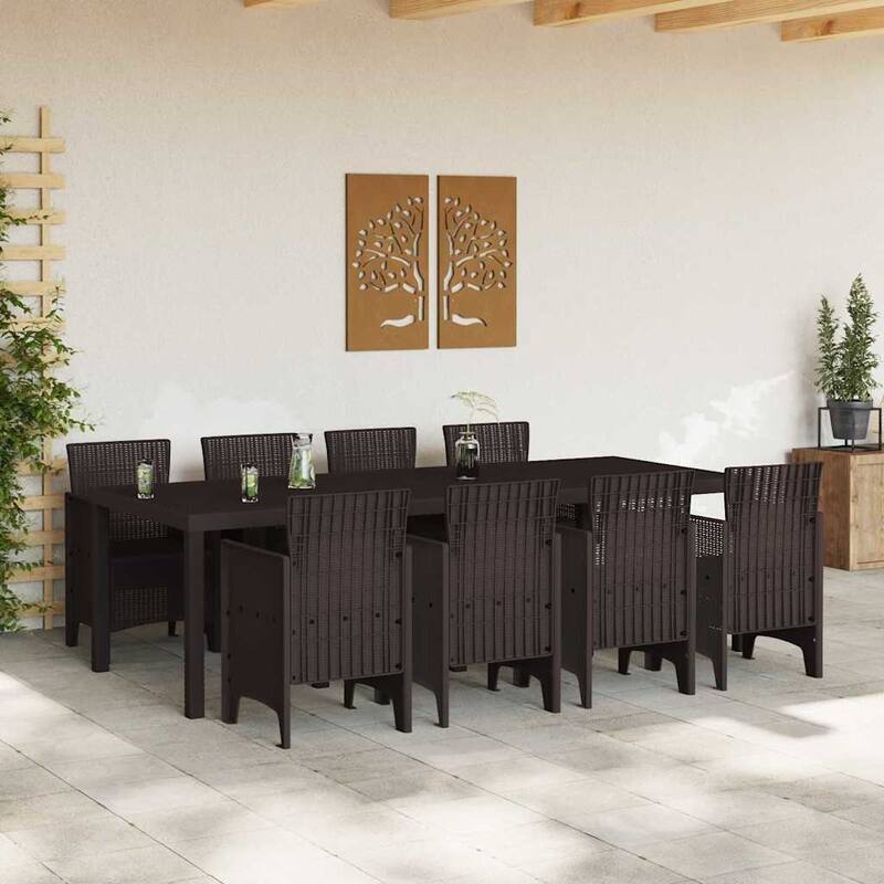 vidaXL Garden Dining Set 11 pcs Poly rattan - 39 x 98 x 29