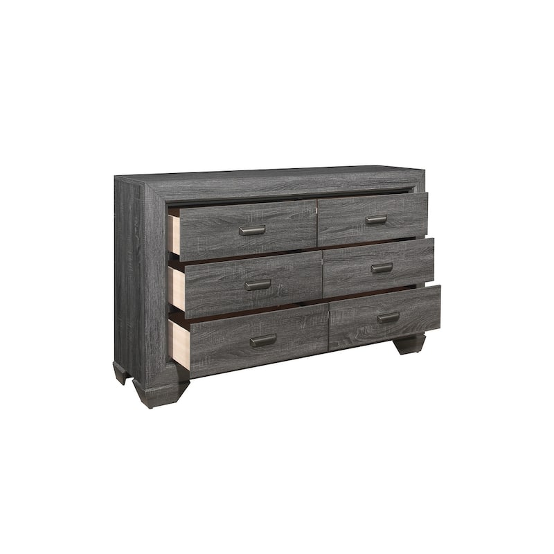 Valli 5 Piece Gray Modern Rustic Panel Bedroom Set