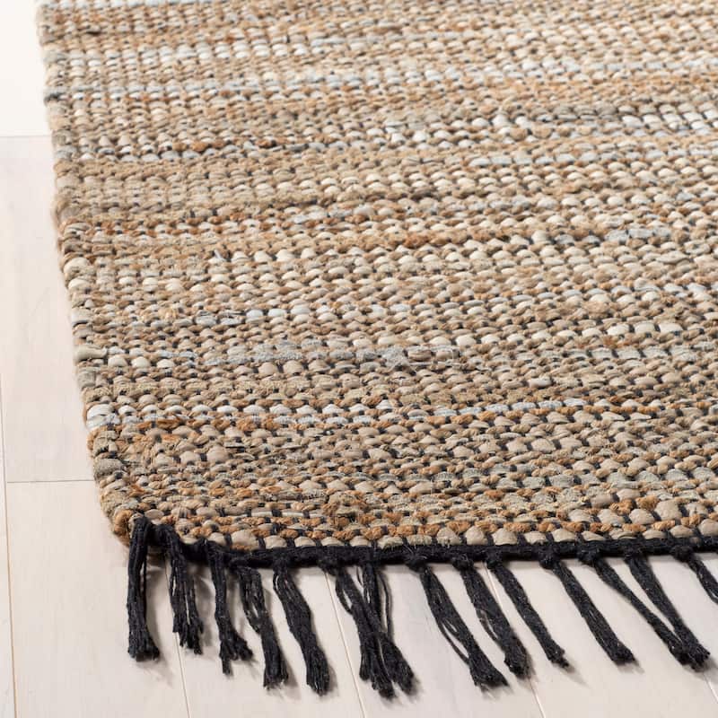 SAFAVIEH Handmade Anjela Leather Boho Stripe Area Rug - 2'3" x 4' - Beige