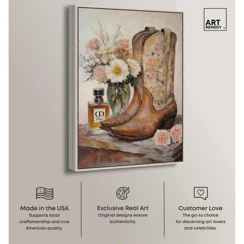 Delicate Floral Boots Canvas by Art Remedy
