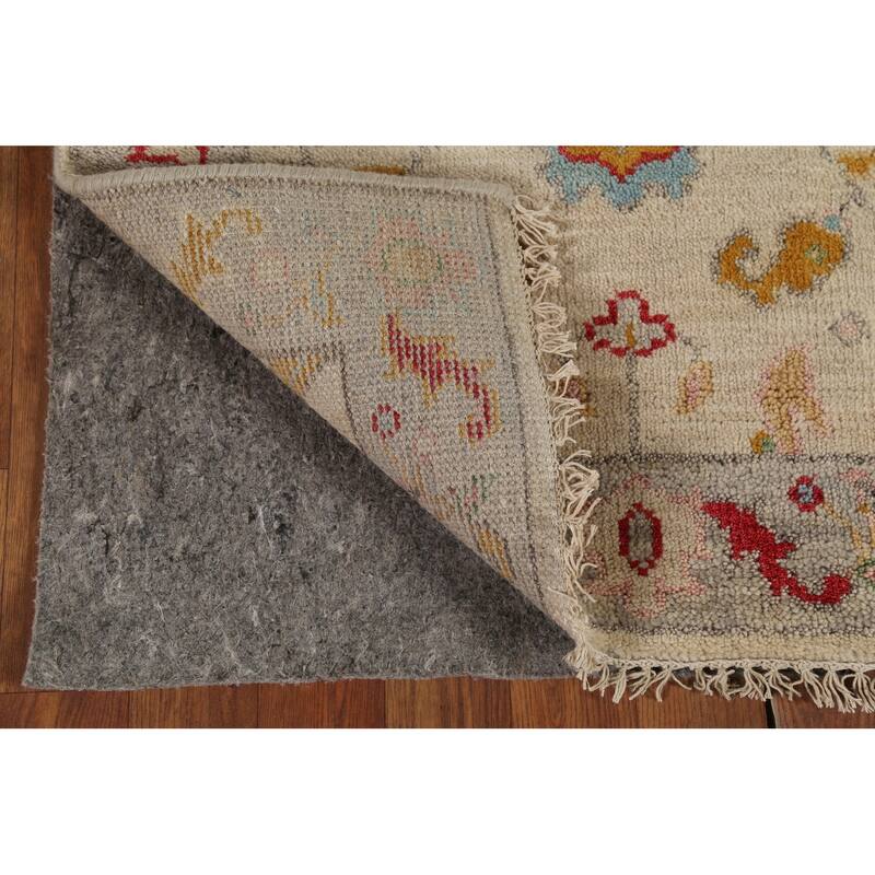 All-Over Floral Oushak Indian Foyer Rug Hand-Knotted Wool Carpet - 2'7"x 5'10"
