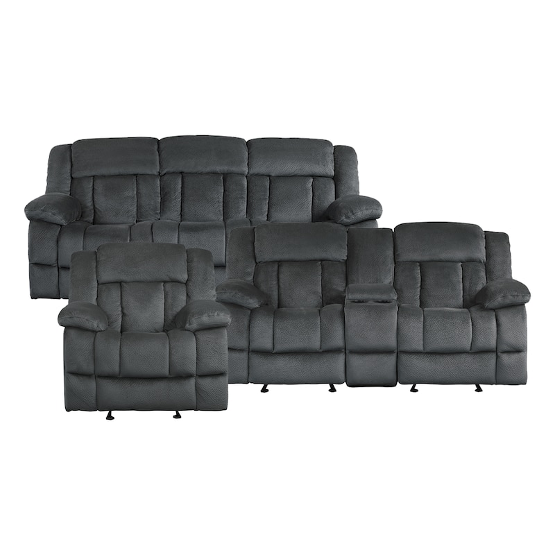 Brooks 3-Piece Reclining Living Room Set - Charcoal