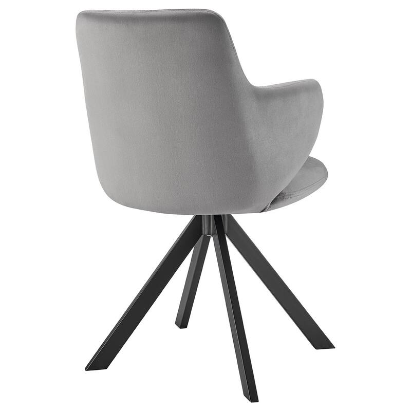 HomeRoots Gray And Black Upholstered Velvet Dining Arm Chair - 22.84' X '33.47' X '24.02