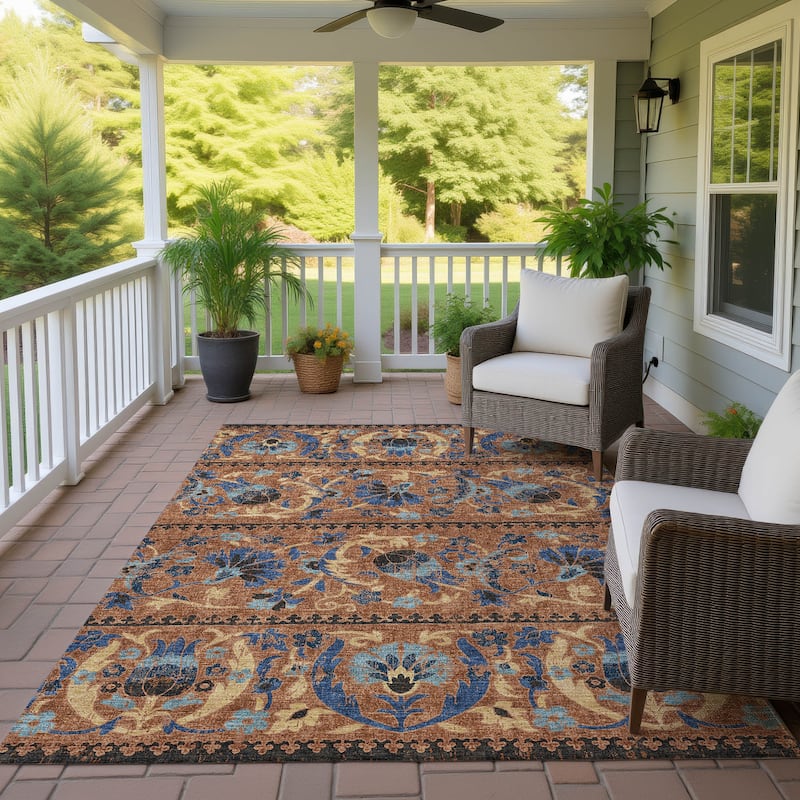 Machine Washable Indoor/ Outdoor Global Alix Chantille Rug - Paprika - 3' x 5'