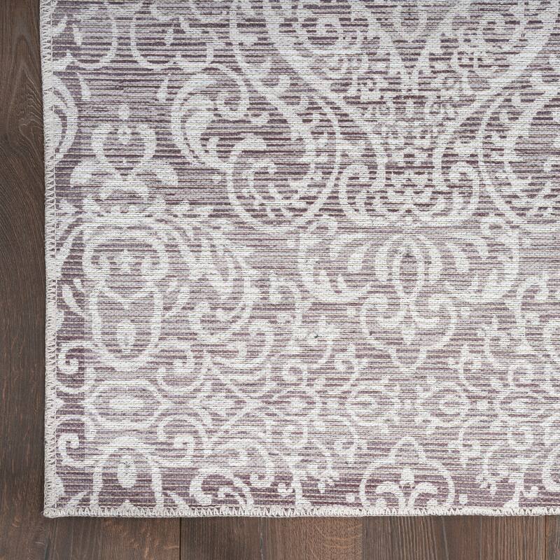Waverly Machine Washable Botanical Damask Area Rug