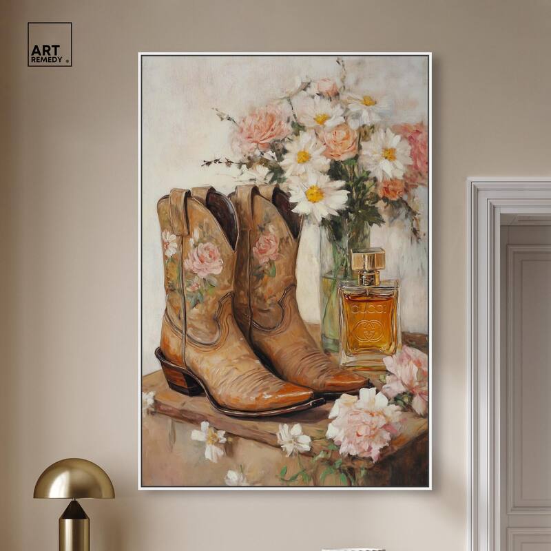Delicate Floral Boots II Canvas by Art Remedy