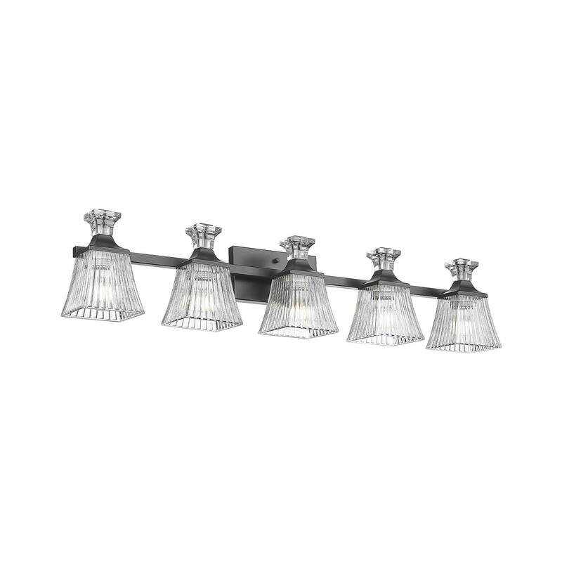 38" 5-Light Bathroom Vanity Light, Matte Black Finish