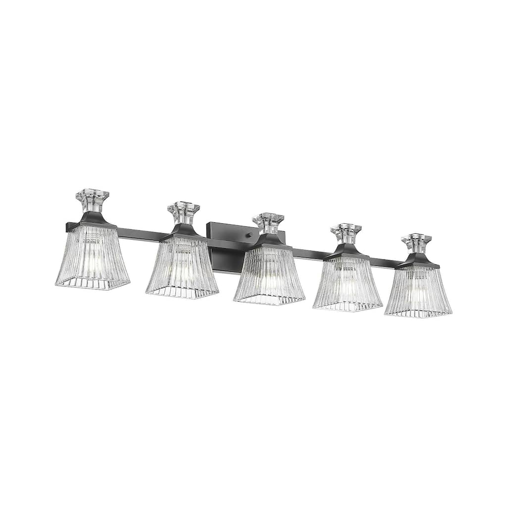 38" 5-Light Bathroom Vanity Light, Matte Black Finish