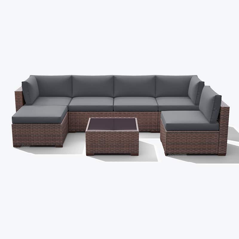 7-piece Wicker Sectional Sofa Set