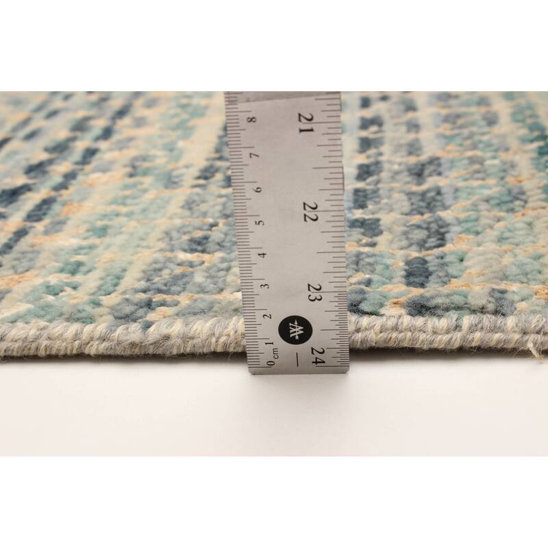 ECARPETGALLERY Hand-knotted Silk Shadow Green Viscose, Wool Rug - 2'7 x 9'8