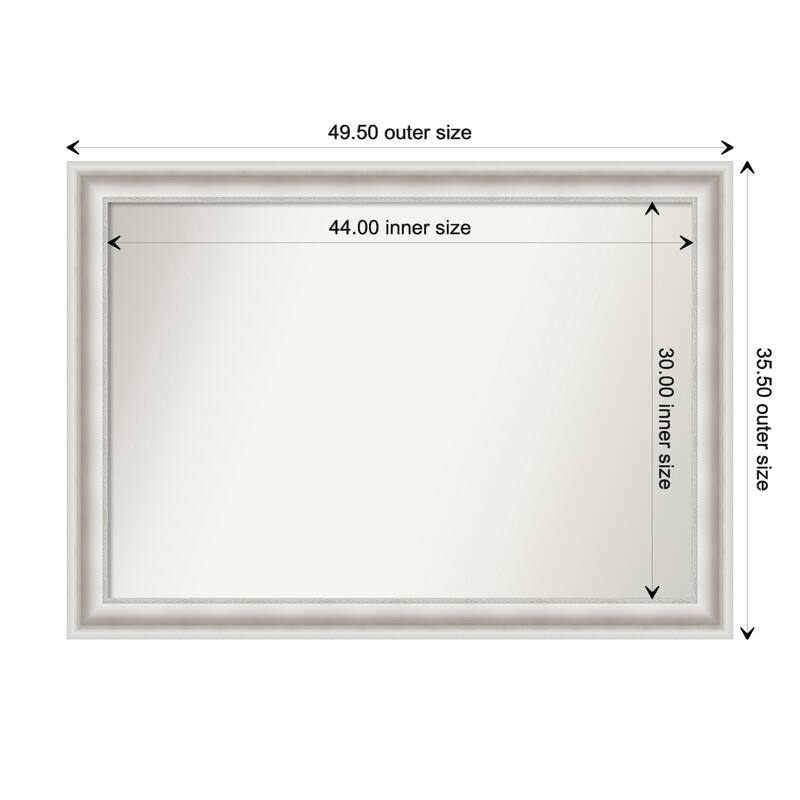 Parlor White Framed Non-Beveled Custom Wall Mirror, Bathroom Vanity Mirror - Outer Size: 49.5 x 35.5