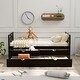 preview thumbnail 27 of 37, Twin Size Wooden Daybed with 2 Drawers and Trundle for Kids Teens Espresso - Twin