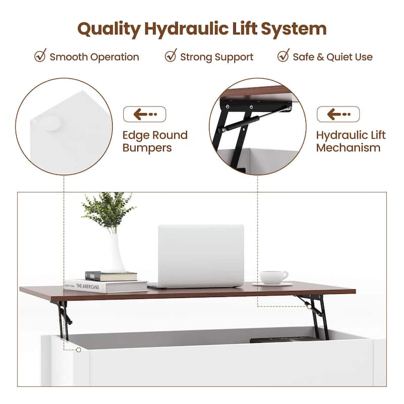 Costway Lift Top Coffee Table w/ Hidden Compartment and Storage