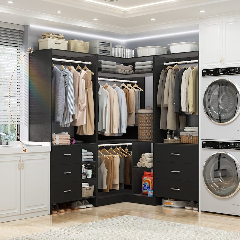 Cimly Set of 3 Freestanding Corner Closet System, Space-saving Closet Organizer for Walk-in/ Reach-in Closet
