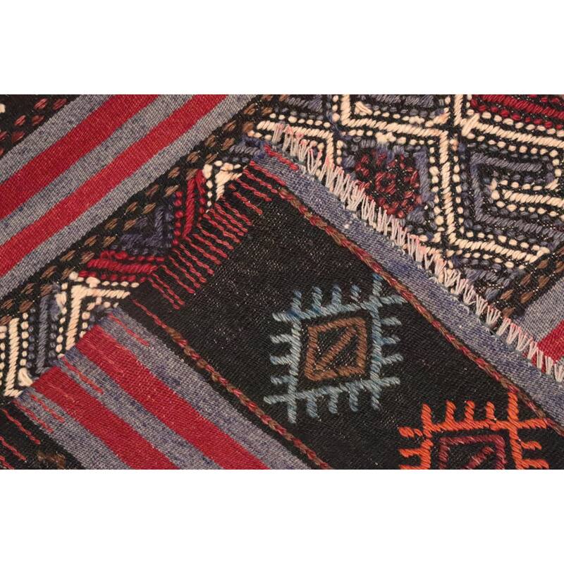 Hand Woven Oriental 100% Wool Carpet Southwestern Tribal Multi-Colored Kilim Area Rug - 9' 8'' X 5' 4''